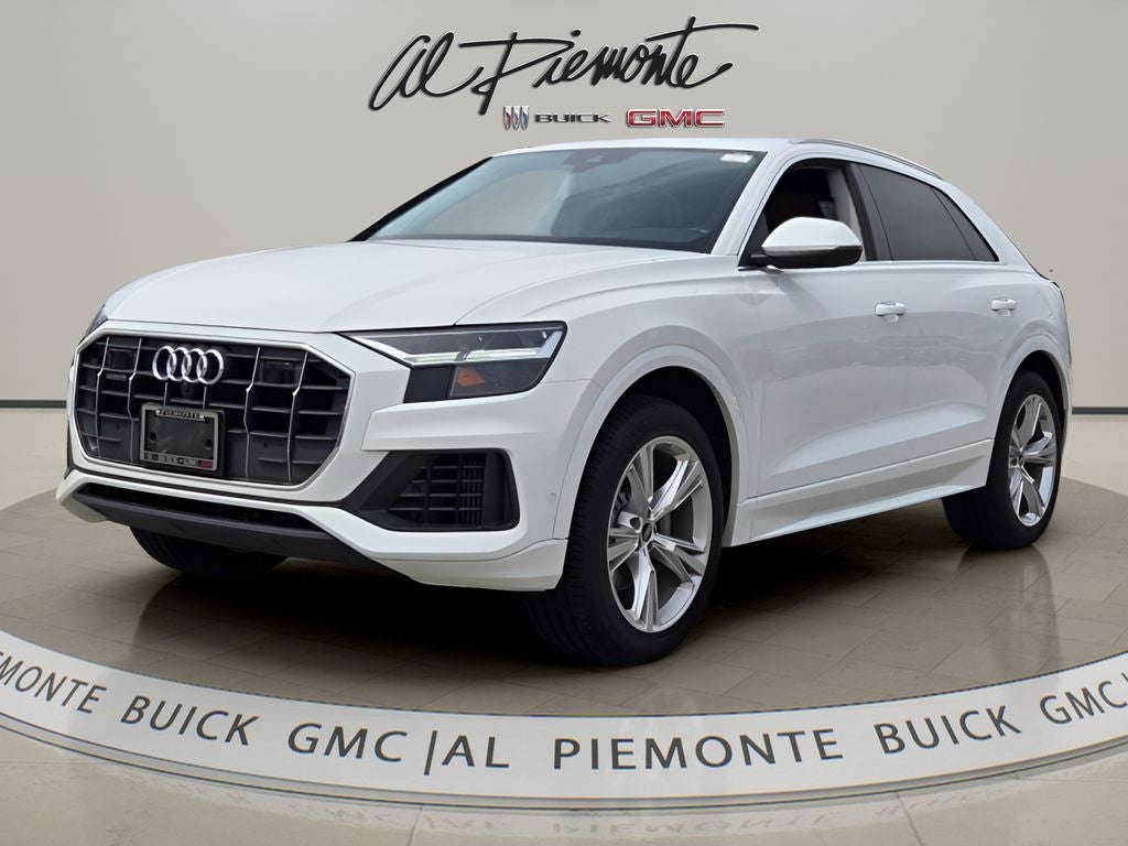 2022 Audi Q8 55 Premium Plus quattro in Glacier White Metallic — front three-quarter view
